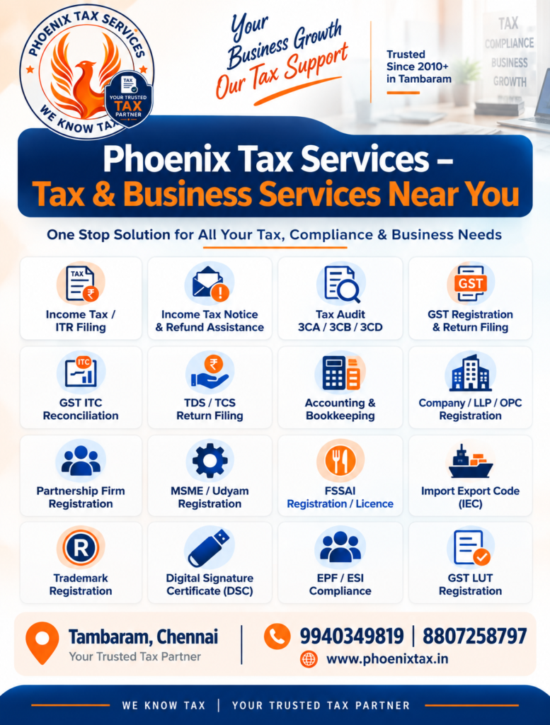 ncome Tax Consultant Near Me in Tambaram Chennai - Phoenix Tax Services