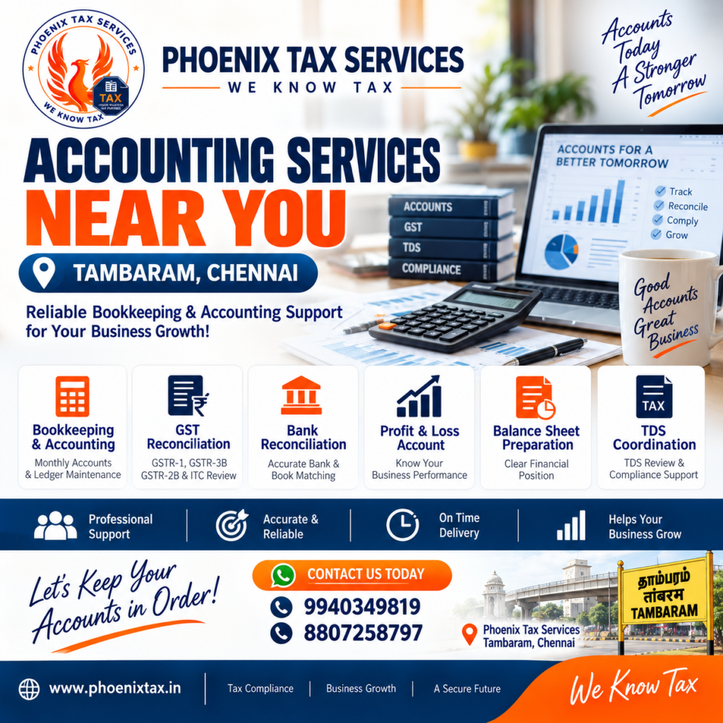 Accounting and Bookkeeping Services Near Me in Tambaram Chennai - Phoenix Tax Services