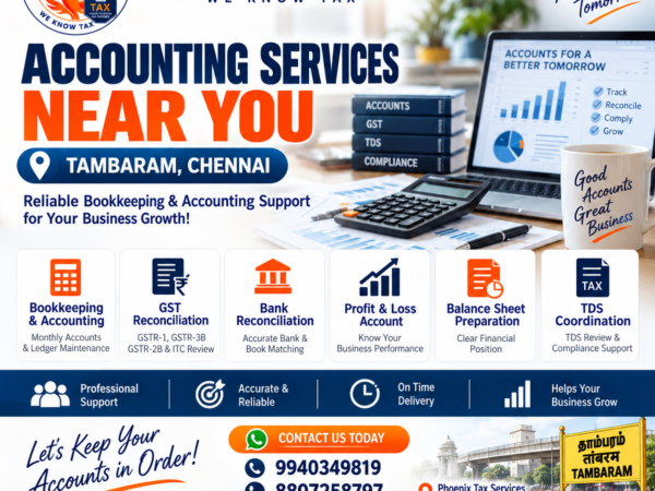Accounting and Bookkeeping Services Near Me in Tambaram Chennai - Phoenix Tax Services
